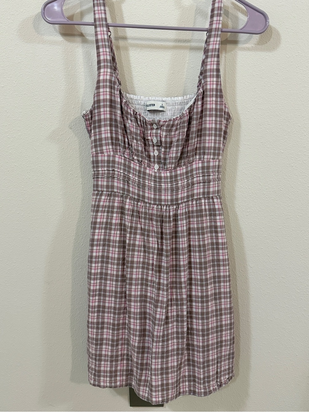Hollister Pink and Brown Plaid Mini Dress